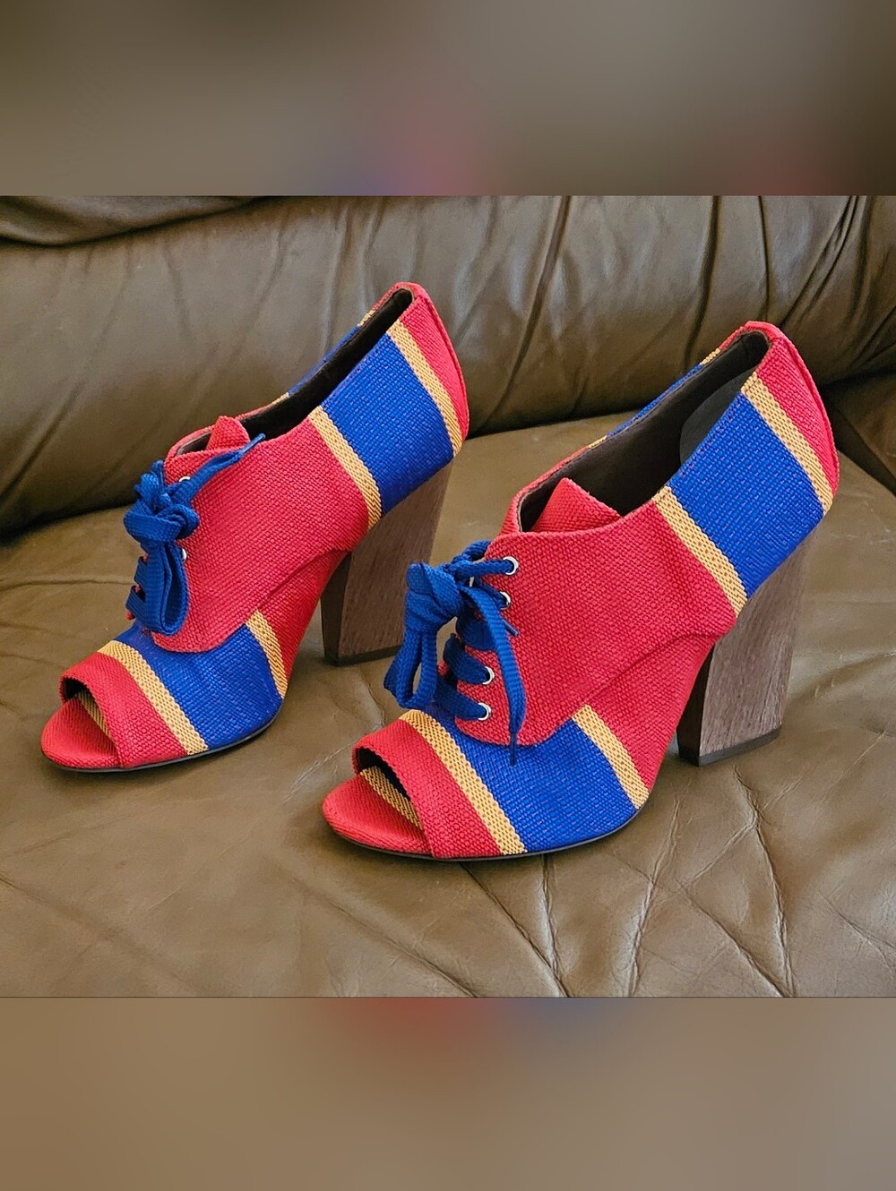 Dolce & Gabbana Multicolor Blended PVC Designer Ankle Heels Size 9 US - Picture 9 of 16
